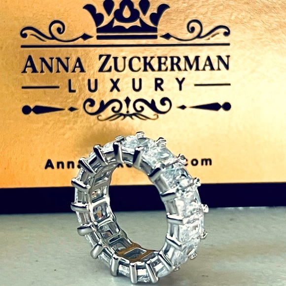 New! Designer Eternity Ring Triple Rhodium Plated 925SS. **Size 5** - Picture 3 of 9